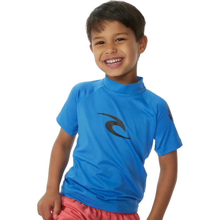 2024 Rip Curl Toddler Brand Wave UPF Short Sleeve Rash Vest TNQTRV - Blue Gum